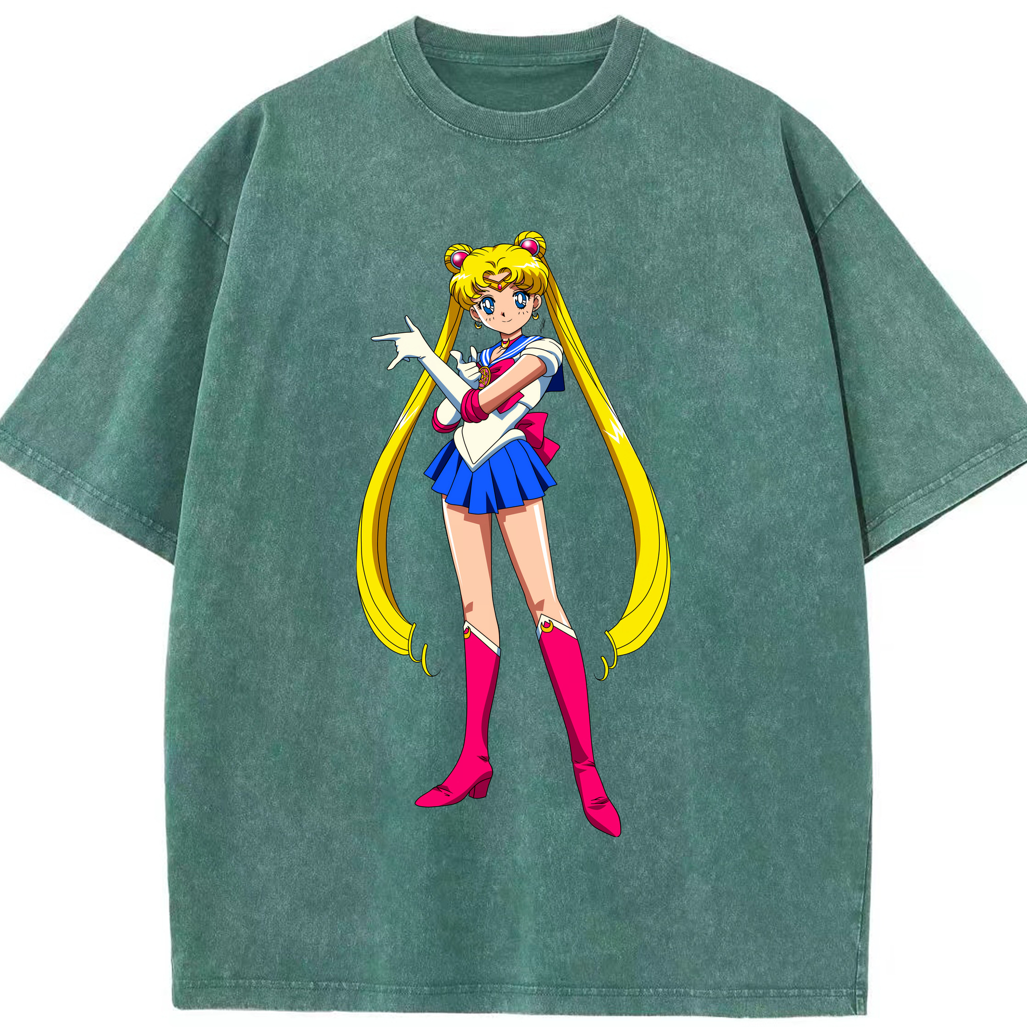 （画像用） 美少女戦士セーラームーン 月野 うさぎ つきの うさぎ Sailor Moon Tsukino Usagi 綿100% ヴィンテージ風 半袖Tシャツ（フロントプリント）